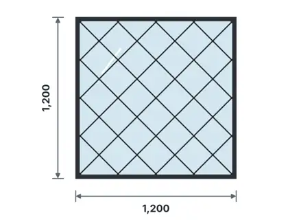 SW06-E Fixed steel window – Diamond lattice drawing