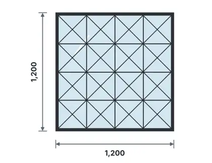 SW06-F Fixed steel window technical drawing, viewed from outside