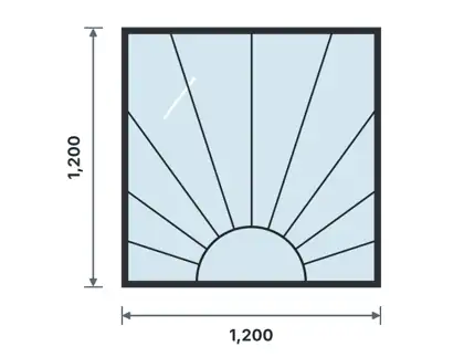 SW06-G Fixed steel window technical drawing, viewed from outside