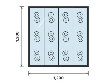 SW06-H Fixed steel window technical drawing, viewed from outside