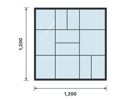 SW06-I Fixed steel window technical drawing, viewed from outside