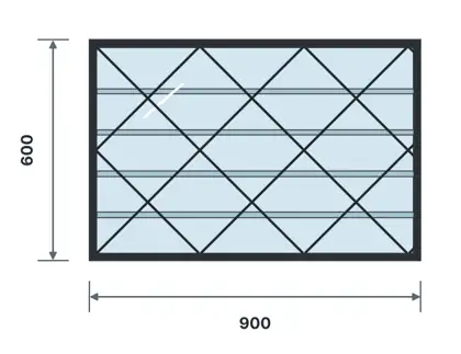 SW08-E Steel-frame glass louvre window – Diamond lattice drawing