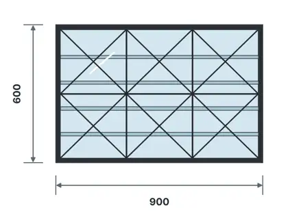 SW08-F Steel-frame glass louvre window technical drawing, viewed from outside