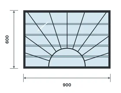 SW08-G Steel-frame glass louvre window technical drawing, viewed from outside