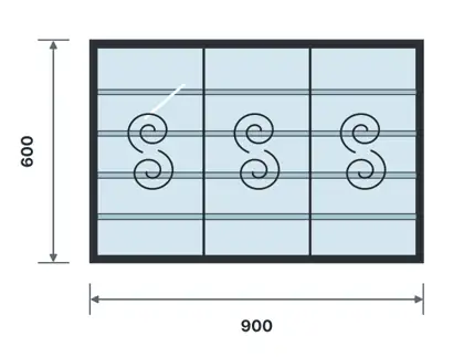 SW08-H Steel-frame glass louvre window technical drawing, viewed from outside