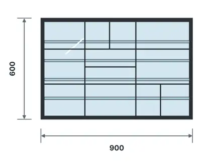 SW08-I Steel-frame glass louvre window technical drawing, viewed from outside