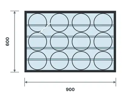 SW08-J Steel-frame glass louvre window technical drawing, viewed from outside