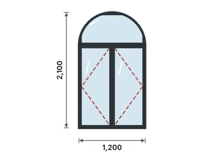 SW09-A Arched-head double casement – Clear (no grille) drawing