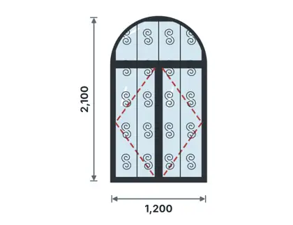 SW09-H Arched-head double casement drawing
