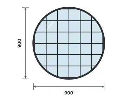 SW10-D Round (porthole) window technical drawing, viewed from outside