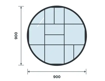 SW10-I Round (porthole) window technical drawing, viewed from outside