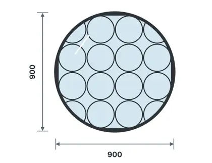 SW10-J Round (porthole) window technical drawing, viewed from outside