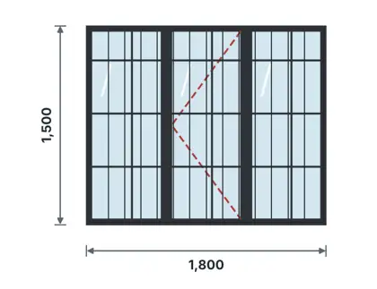 SW11-B Heritage slim-steel grid window – Vertical bars drawing