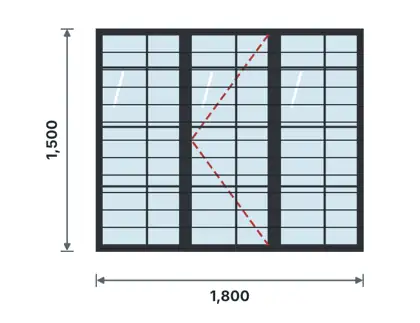 SW11-C Heritage slim-steel grid window – Horizontal bars drawing
