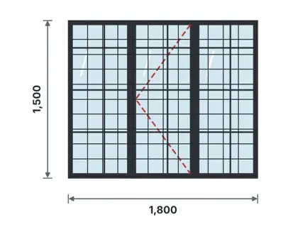 SW11-D Heritage slim-steel grid window – Square grid drawing