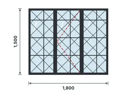 SW11-E Heritage slim-steel grid window – Diamond lattice drawing