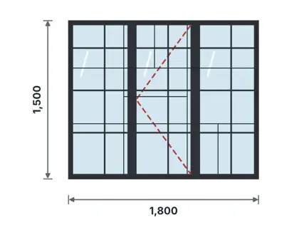 SW11-I Heritage slim-steel grid window technical drawing, viewed from outside