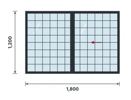 SW12-D Steel sliding window – Square grid drawing