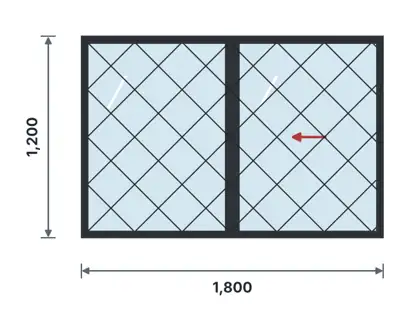 SW12-E Steel sliding window – Diamond lattice drawing