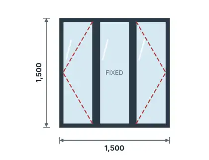 WC-05 Casement window (40 series) technical drawing, viewed from outside