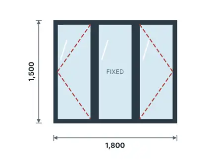WC-06 Casement window (40 series) technical drawing, viewed from outside