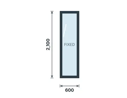 WF-02 Fixed side light technical drawing, viewed from outside