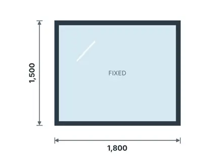WF-03 Fixed picture window technical drawing, viewed from outside