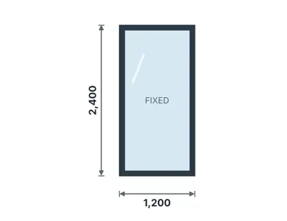 WF-04 Fixed full-height glazing technical drawing, viewed from outside