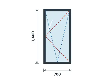 WH-01 Tilt & turn window, single technical drawing, viewed from outside