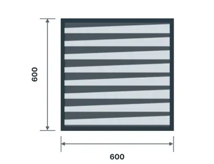 WL-05 Fixed aluminium weather louvre (vent) technical drawing, viewed from outside