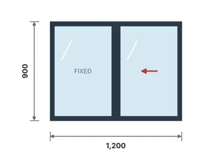 WS-02 Standard 2-panel sliding window – Sliding window drawing