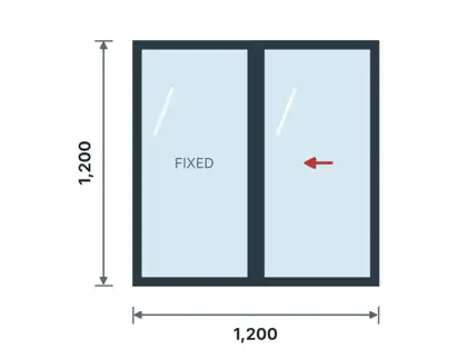WS-03 Standard 2-panel sliding window – Sliding window drawing
