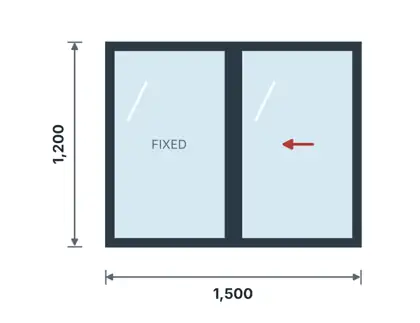 WS-04 Standard 2-panel sliding window – Sliding window drawing