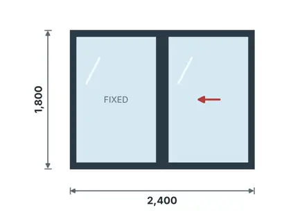 WS-12 Slimline panoramic sliding window technical drawing, viewed from outside