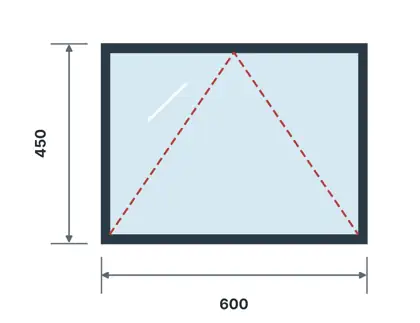 WT-01 Top-hung (awning) window technical drawing, viewed from outside