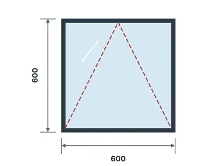 WT-02 Top-hung (awning) window technical drawing, viewed from outside