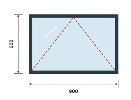 WT-03 Top-hung (awning) window technical drawing, viewed from outside