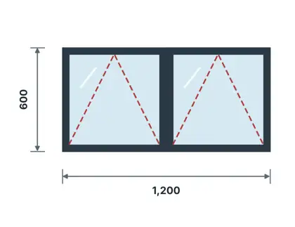 WT-04 Top-hung (awning) window technical drawing, viewed from outside
